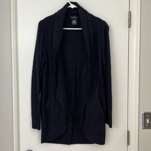 Black, open front cardigan.